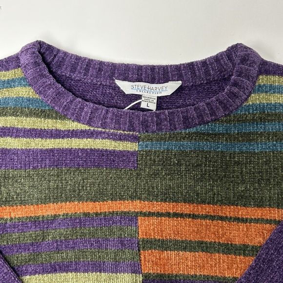 Steve Harvey Striped NWT Men Sweater Pullover  Striped L Purple - Picture 7 of 12